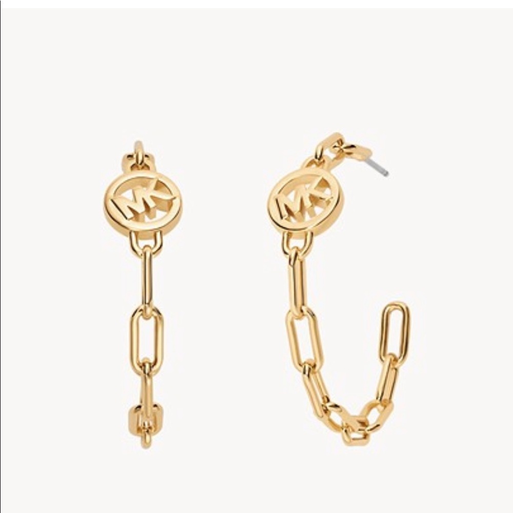 Michael Kors Fashion Gold Brass Hoop Earrings Gold